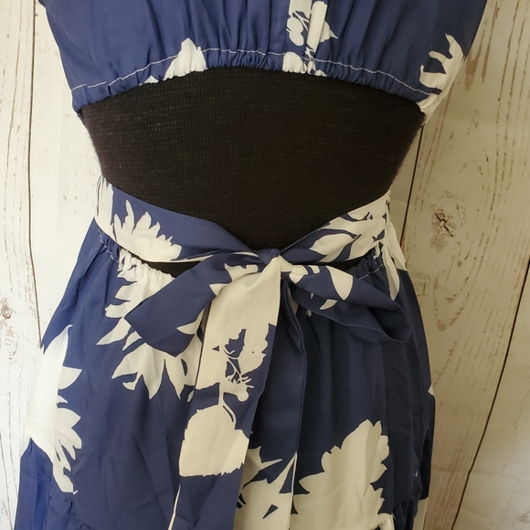 Kara and Kate sleeveless maxi dress halter neckline blue with white flowers S - Picture 11 of 16